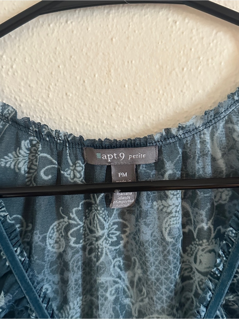 Apt. 9 Teal Floral Sheer Top - Picture 3 of 3